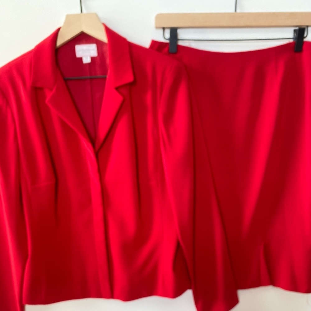 Liz Claiborne Red Skirt Suit Set, Size 10